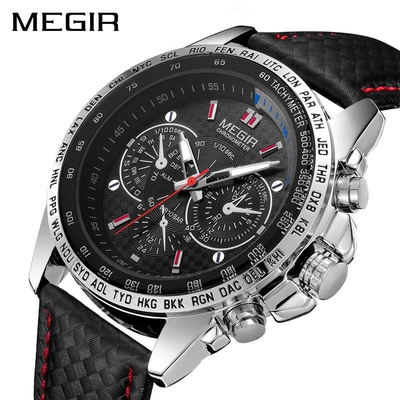 Megir esporte dos homens relógios de luxo da marca superior quartzo - ffenixdosrelogios