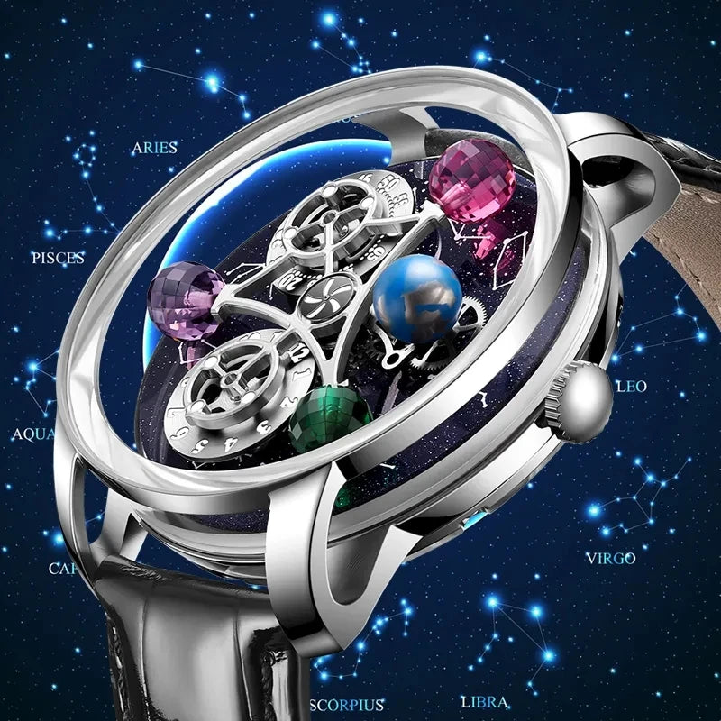 PINEU-Relógio Rotable Constellation Dial Masculino